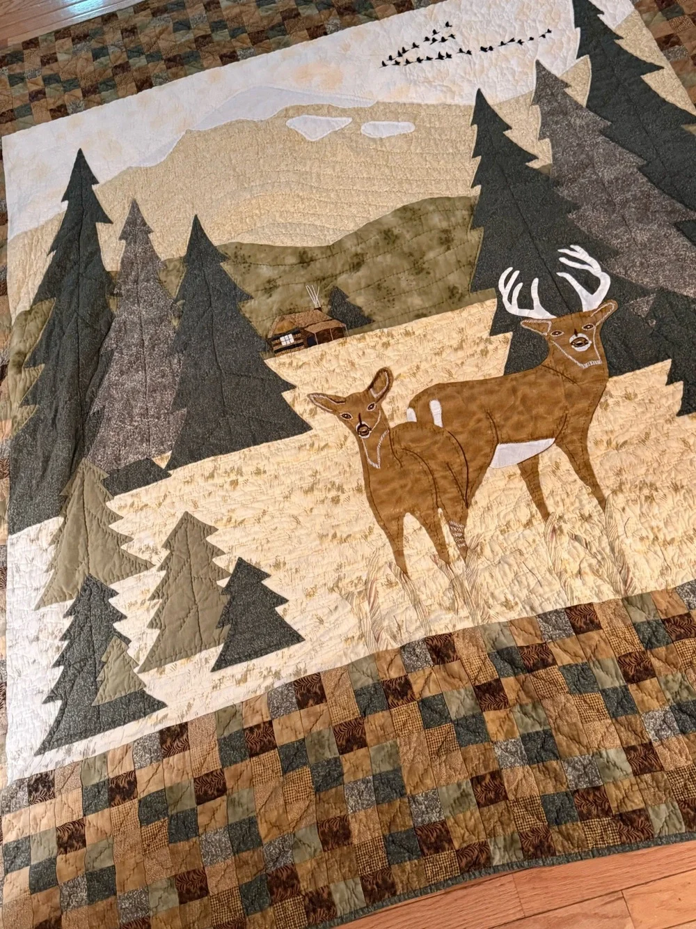 Deer Woodland Quilt Bedding in Brown and Green by Donna Sharp Cabincore